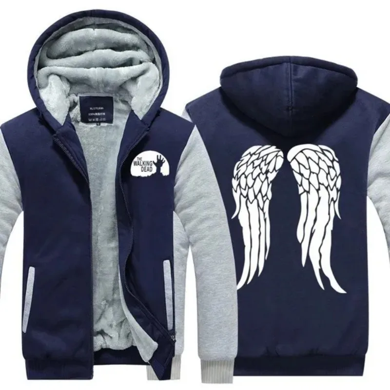 Hot Fashion The Walking Dead Thick Hoodie for Men Zombie Daryl Dixon Wings Fleece Women Sweatshirts Raglan Hooded Coat Tops