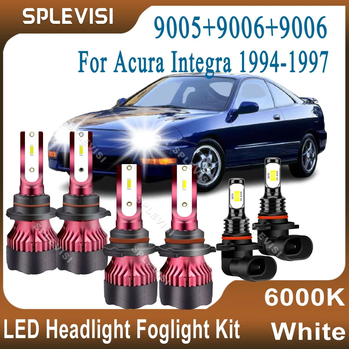 

Upgrade CSP Chips 9005 High Beam 9006 Low Beam 9006 Foglight 48000LM White For Acura Integra 1994 1995 1996 1997 LED Car Lights