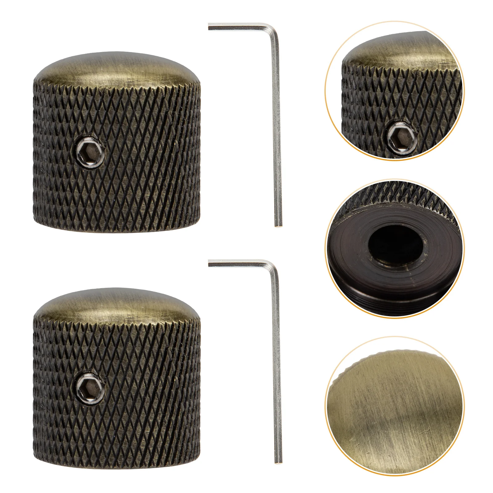 

2Sets Guitar Knobs Metal Volume Controls Manual Potentiometer Caps Professional Bass Guitar Instrument Accessories Wrenches