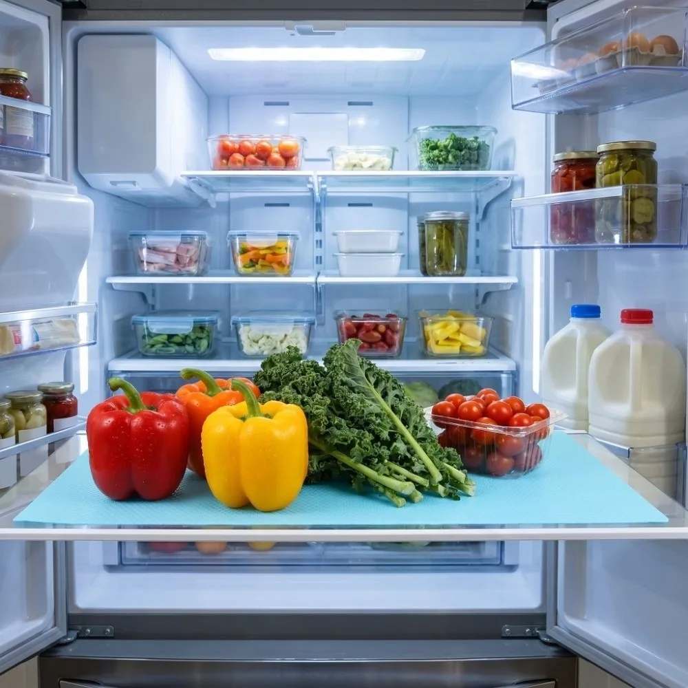 4Pcs Food grade material Refrigerator Liner Thickened design Moisture and oil resistant Drawer Liner Cuttable freely