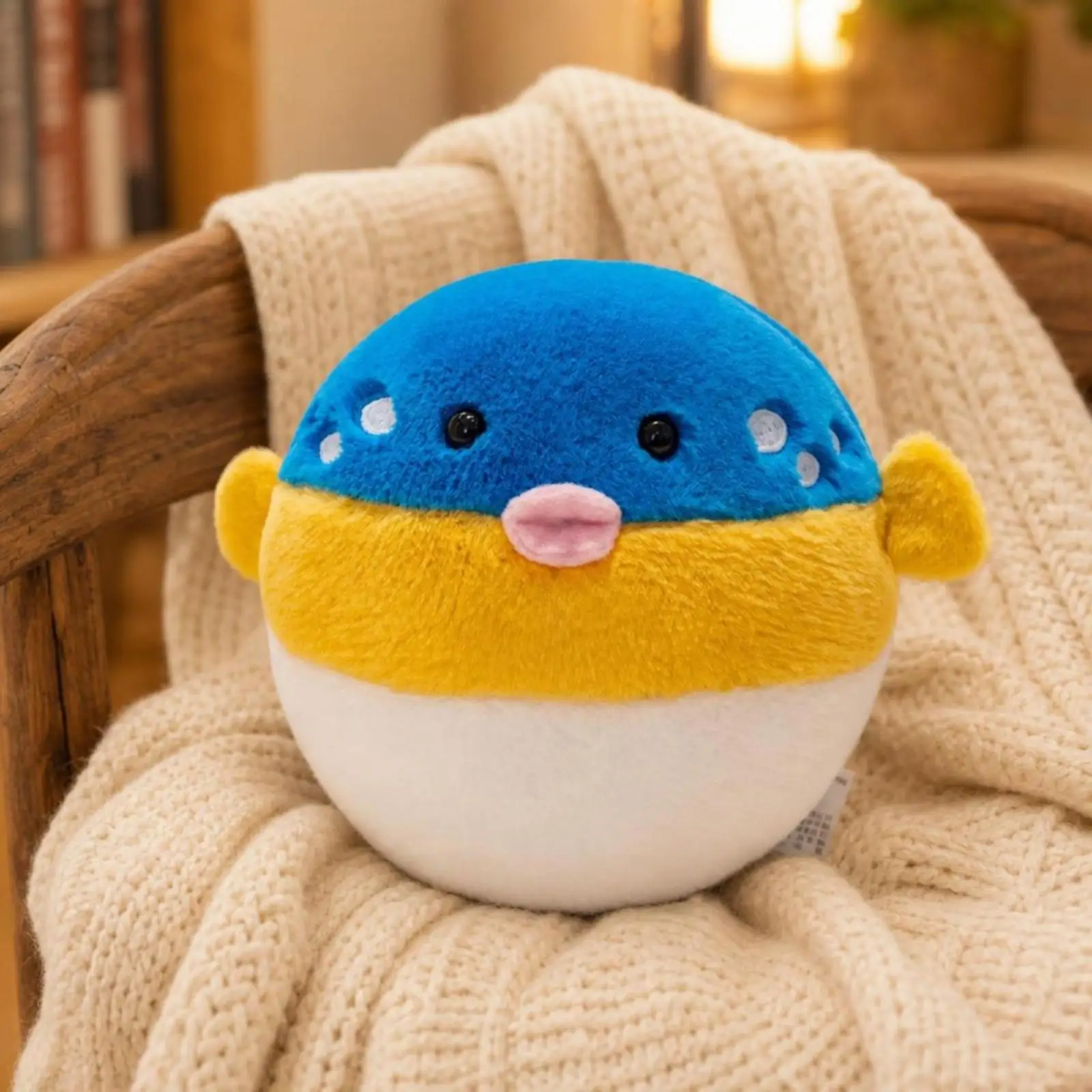 Soft Puffer Fish Sound Plush Figure Toy with Bounce Action Stuffed Animal for Kids Interactive Sensory Play and Cuddling