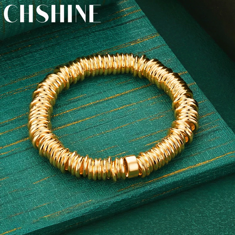 925 Sterling Silver 18K Gold  Multiple Circles Bracelet For Woman Wedding Party Fashion Chain Classic Jewelry Gifts