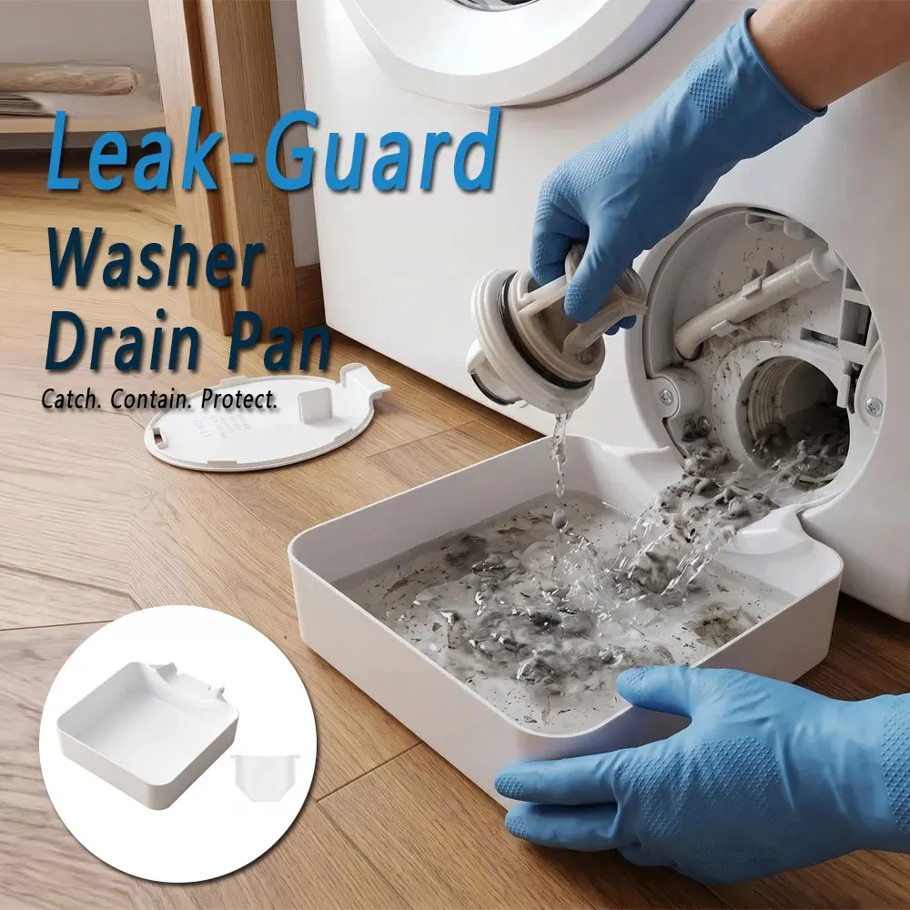 1/2set Washing Machine Drain Pan, Water Catcher Tray for Front Load Washer Filter Cleaning, Laundry Floor Spill Protector Tool