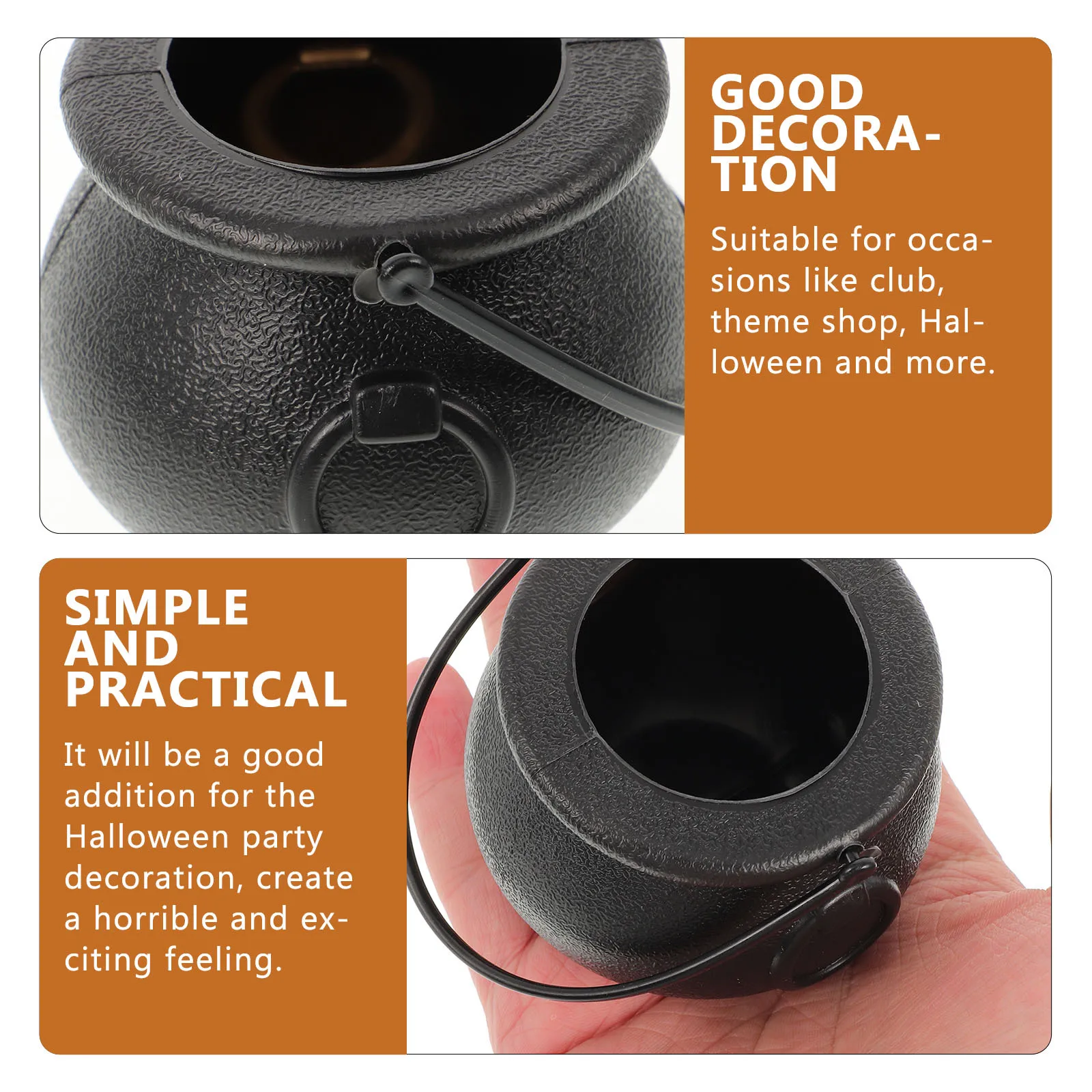 

8Pcs 5x7cm Halloween Witch Bucket Odorless Plastic Candy Container for Festive Party and Club Decoration Candy Jar