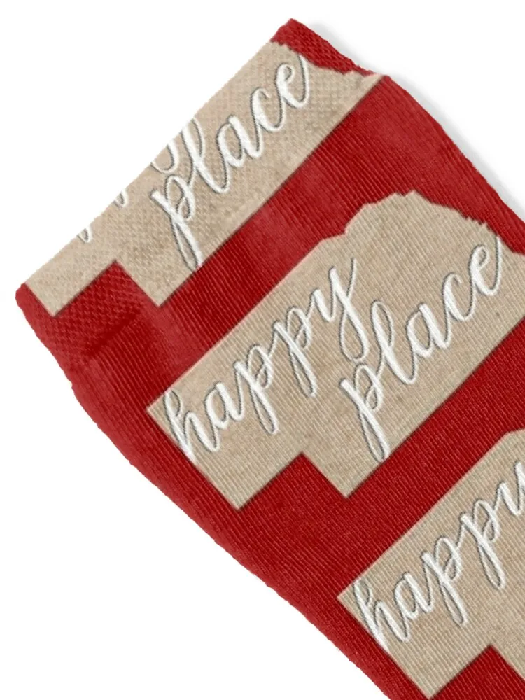 Nebraska state silhouette - Nebraska is my happy place in kraft - #nebraska Socks christmas gifts Wholesale Socks Woman Men's