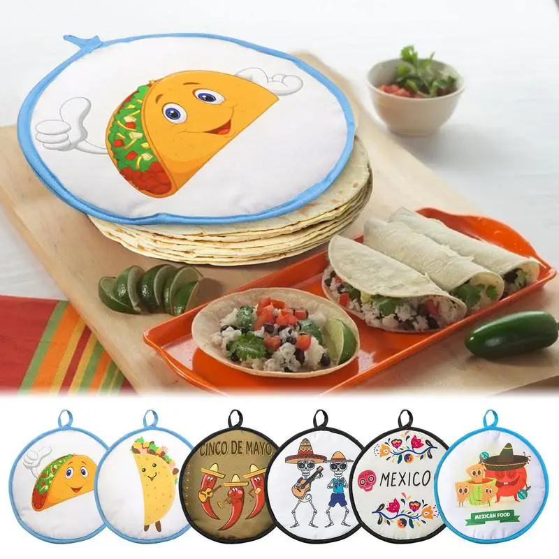 12 Inch Tortilla Warmer Pouch Cloth Heat Resistant Burrito Portable Mexican Food Warmer Tray Home For Microwave Restaurant Food