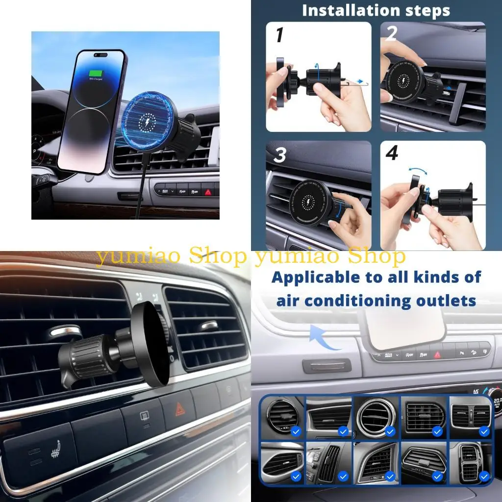 587B Phone Holder Stand Multiangle Rotation for Car Air Vent Dashboard, Secure Attachment Effortless Single Hand Use