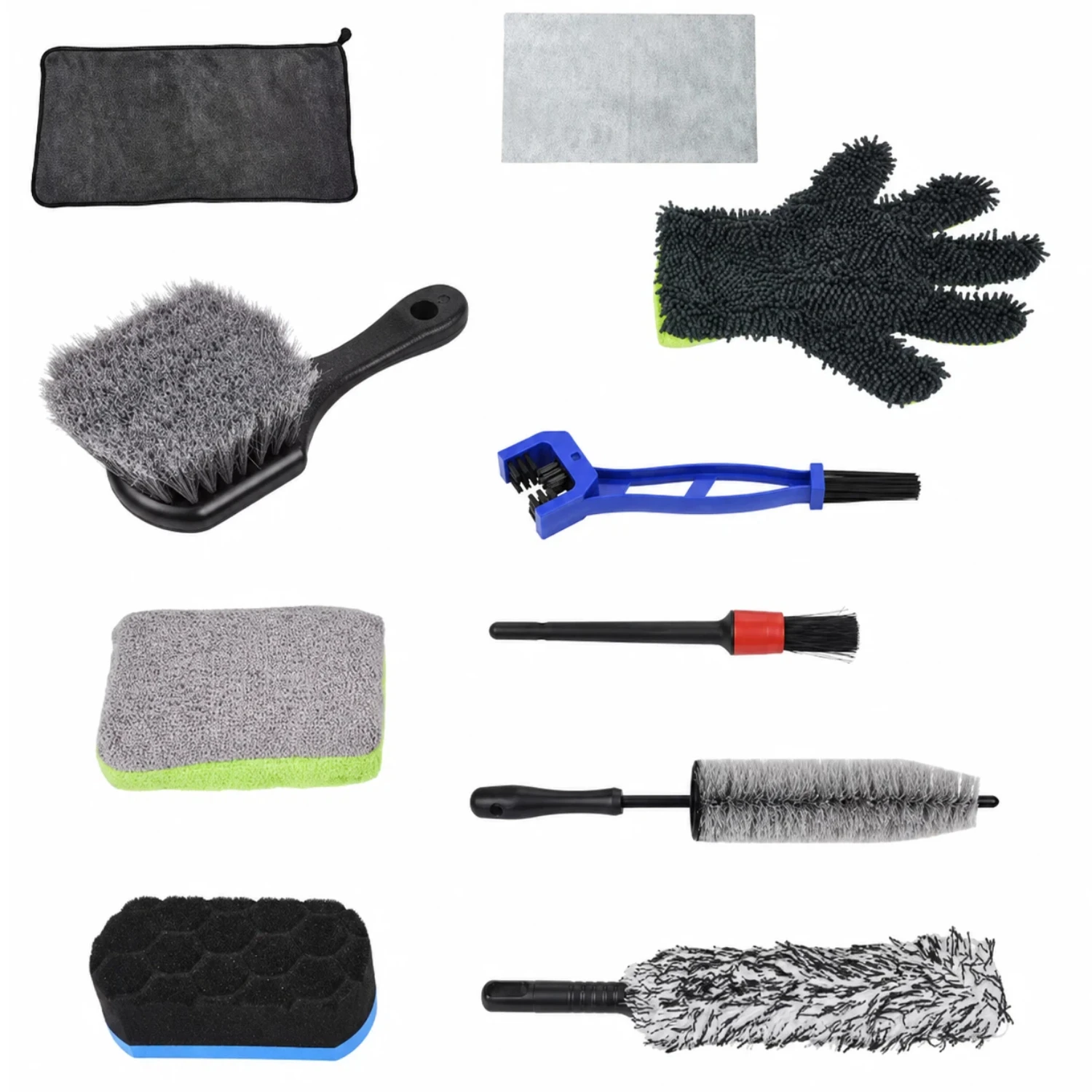 Universal Cleaning 10 Piece Set Wash Brushes Detailing Tools Motorcycle Parts Motorbike E-Bikes Off-Road Nylon PP Replacement