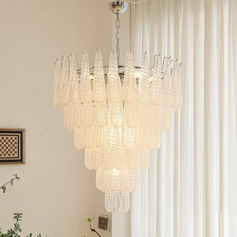 Modern Exquisite Handmade Glass Pendant Chandelier for High Ceiling Staircase Villa Living room Dining Room Decor Pendant Light
