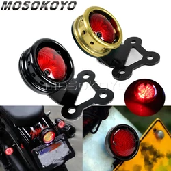 Motorcycle LED Tail Light Rear Light For Harley Cafe Racer Custom Bobber Chopper Svrambler Red Lens Brake Lamp Retro Taillight