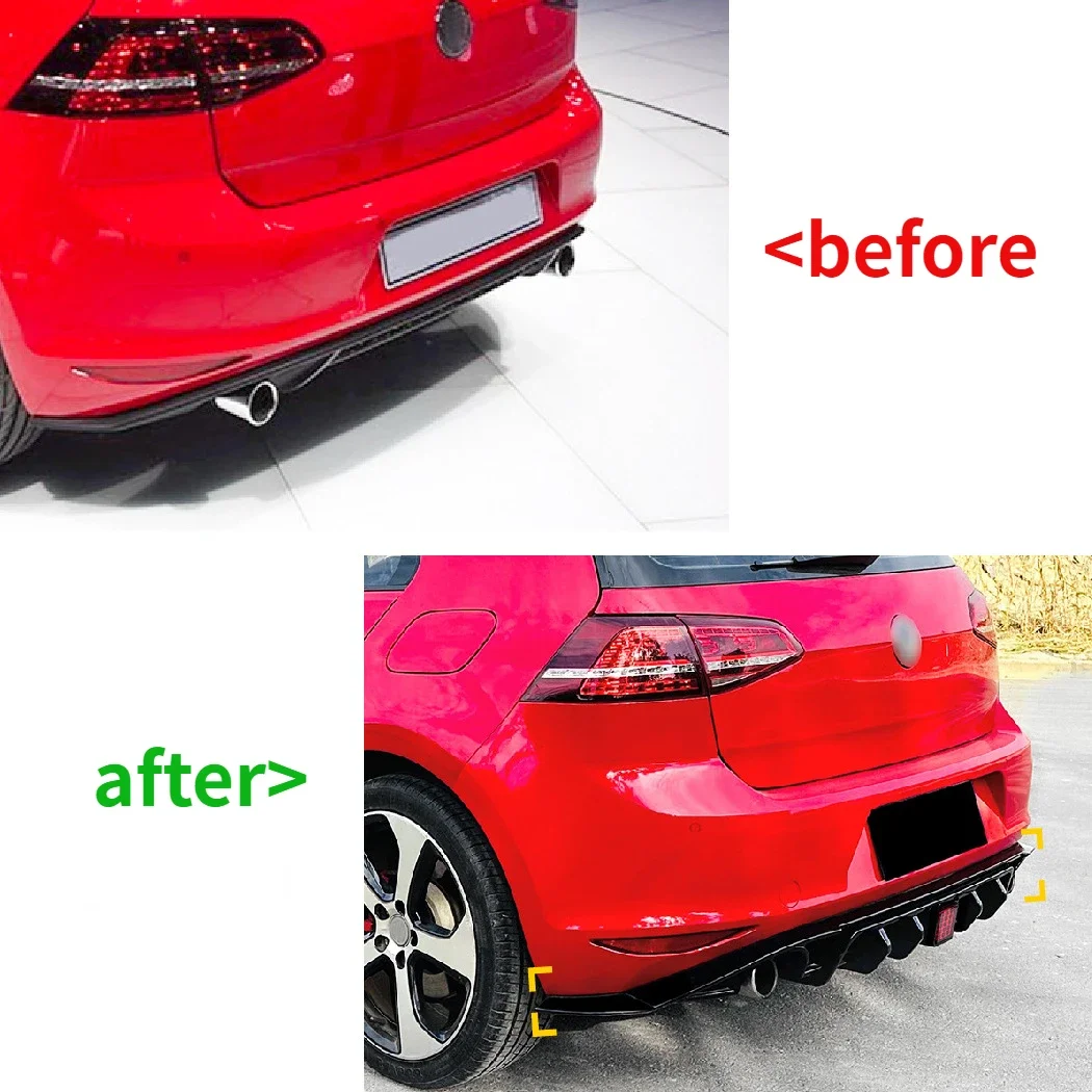 GTI Style Rear Bumper Splitter Diffuser Lip Spoiler With/Without Light For Volkswagen Golf 7 MK7 GTI GTD 2013 2014 2015 2016