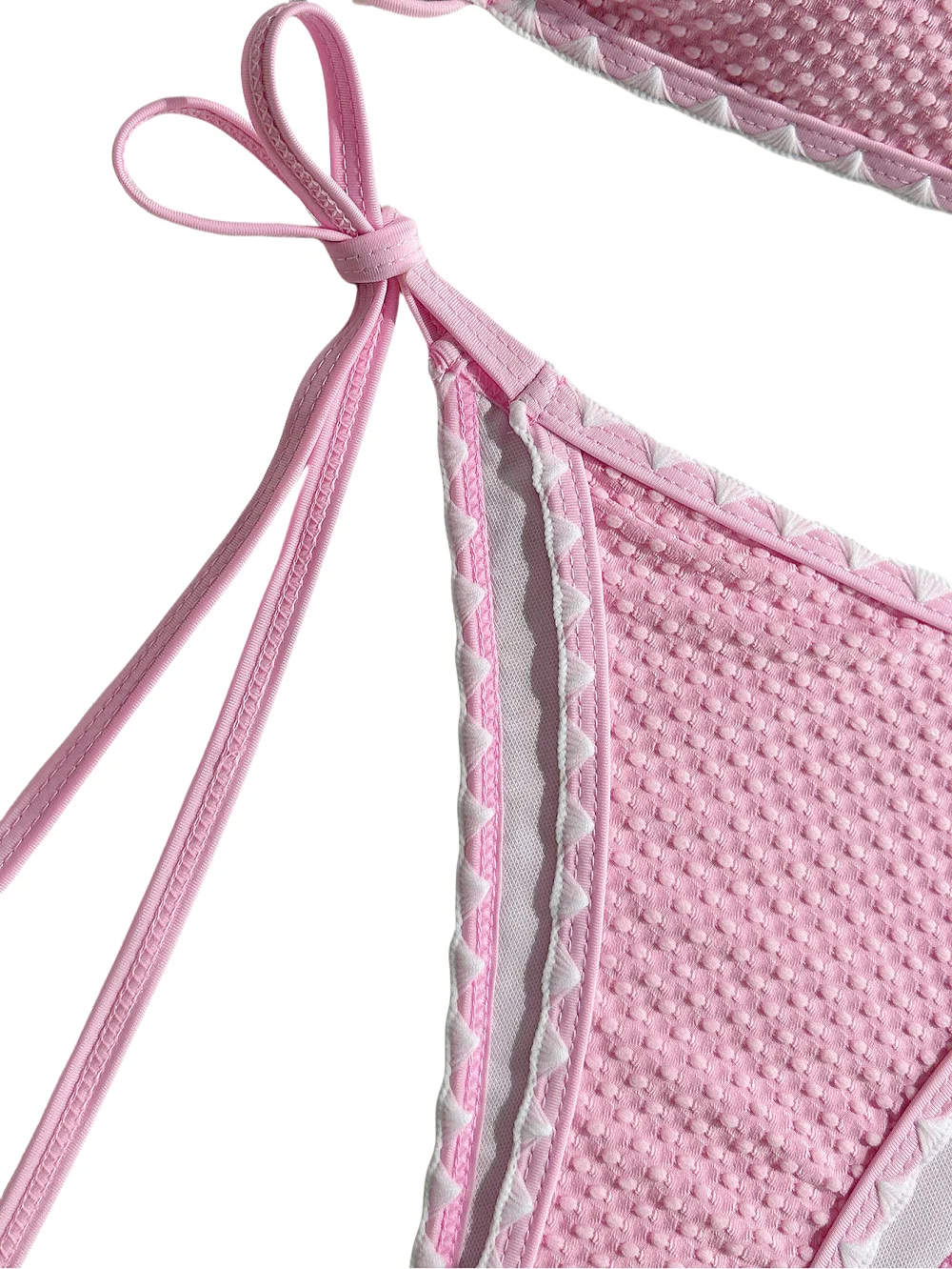 Damen-Bikini-Set, rosa, seitlich gebunden, modisch, Bandeau, zweiteiliger Badeanzug, verstellbare Träger, sexy Bikini, Strandbadebekleidung, Sommer, solide