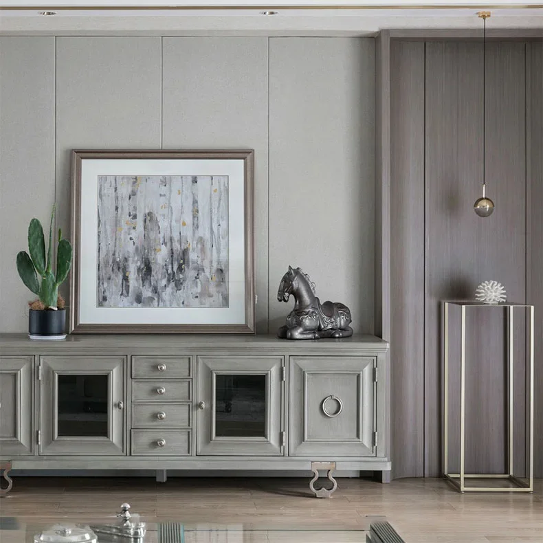 

l American rustic solid wood TV cabinet living room vintage storage cabinet