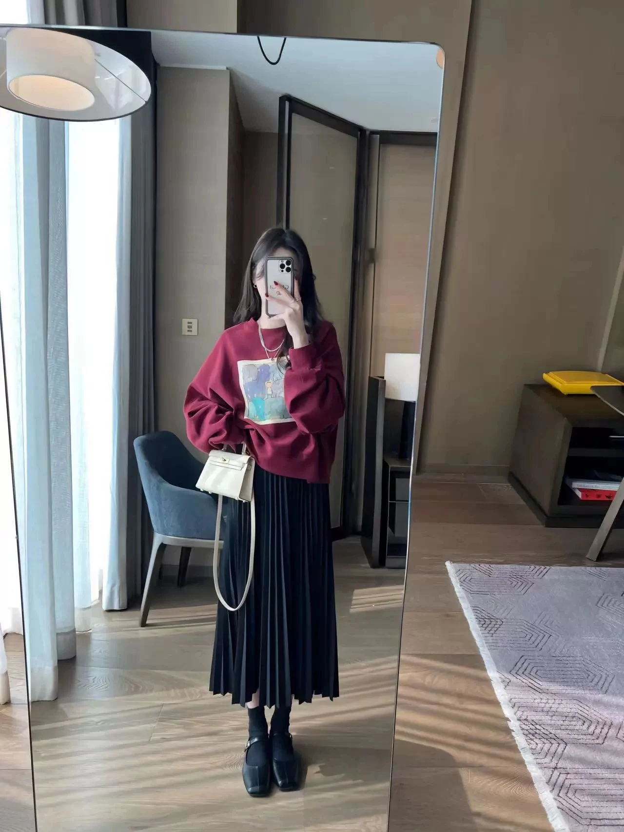 2023 Spring Autumn Dress New Women's Clothing Slouchy Loose Fashion Sweatshirts / Hoodies + Pleated Skirts Two-piece Suits jp871