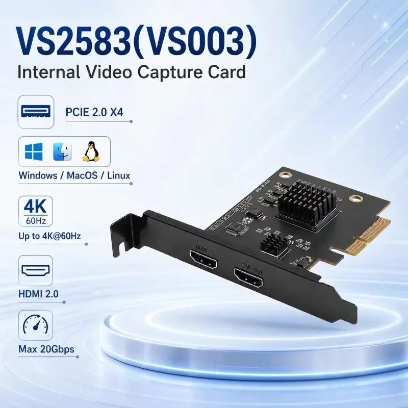 AP01 for PCIe 2.0 X4 Capture Card 4K60 HDMI2.0 Input Loopout YUY2 Single Dual Triple Mode PCI Internal Video Capture view 5