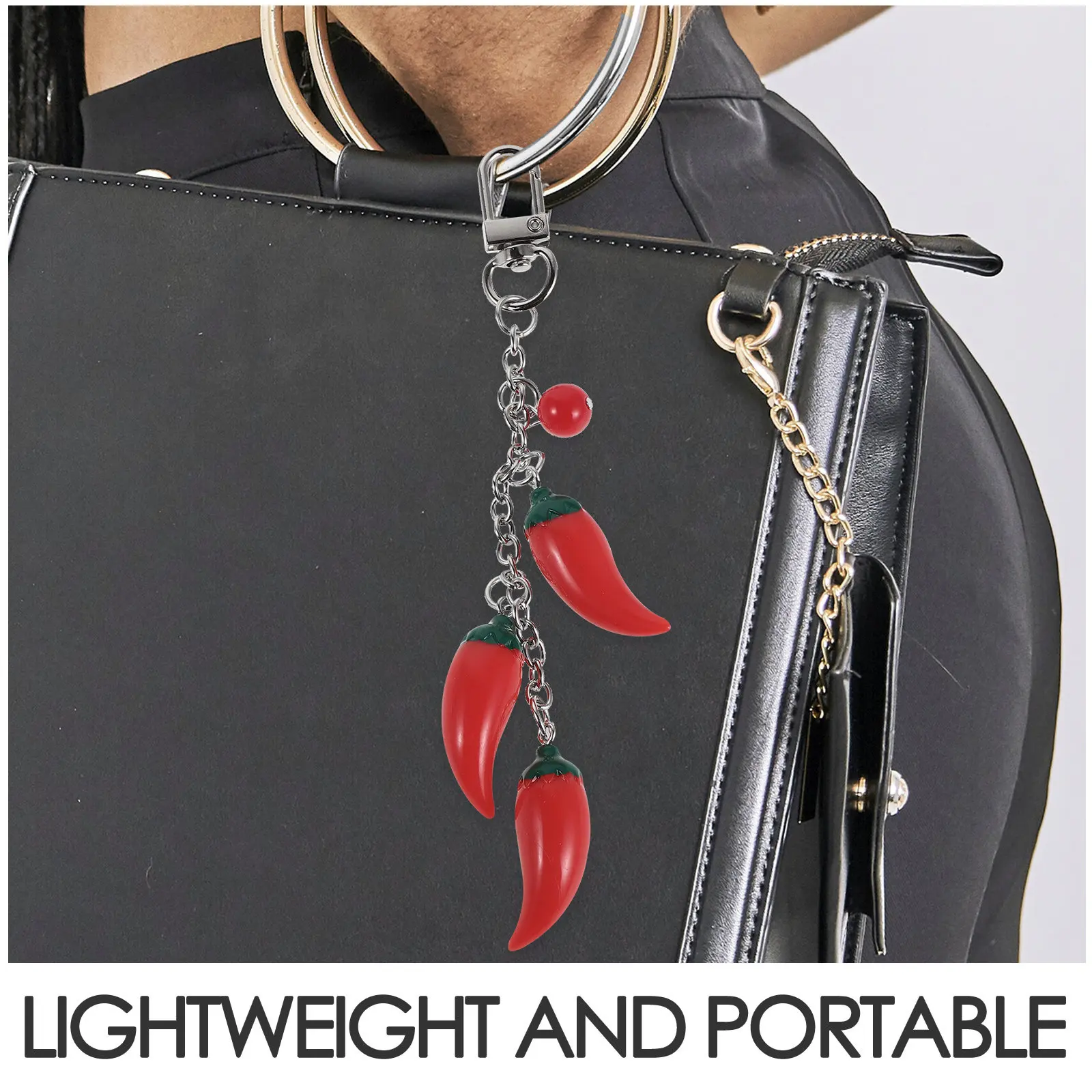 Vibrant Red Chili Pepper Keychain – Mini Spicy Vegetable Keyring for Keys, Bag, Car Decoration