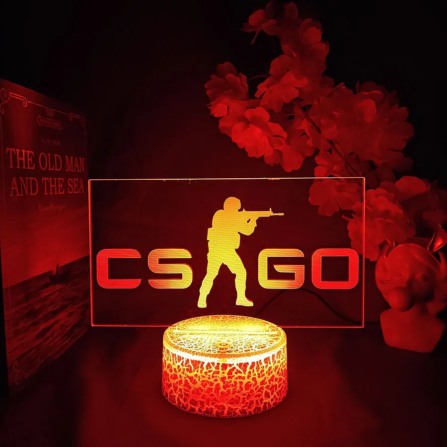 CS GO LOGO Nightlight 7 Color Changing Counter-Strike Game Mood Lamp Christmas Gift for Gamers Streaming Backlight Atmosphere