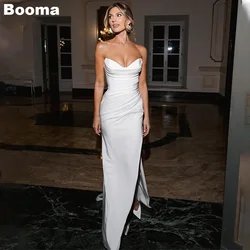 Booma Simple and Elegant Mermaid Wedding Dresses V Neck Sleeveless Brides Party Gowns High Side Slit Bridals Evening Dresses