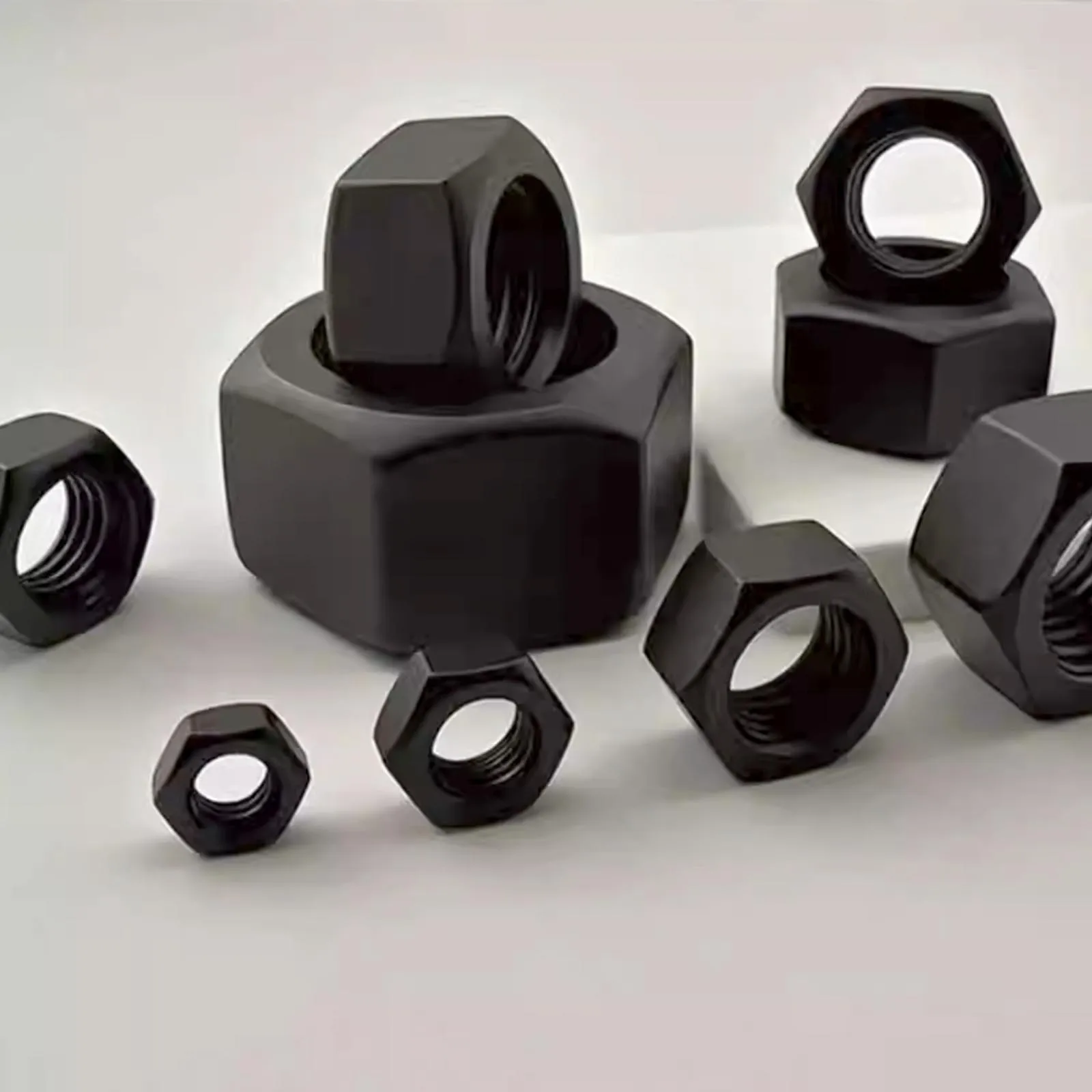 1/50pcs M1.4 M1.6 M2 M2.5 2.6M3 M3.5 M4 M5 M6 M8 M10 M12 M14 M16 M20 M22 M24 DIN934 Black Grade 8.8 Carbon Steel Hex Hexagon Nut
