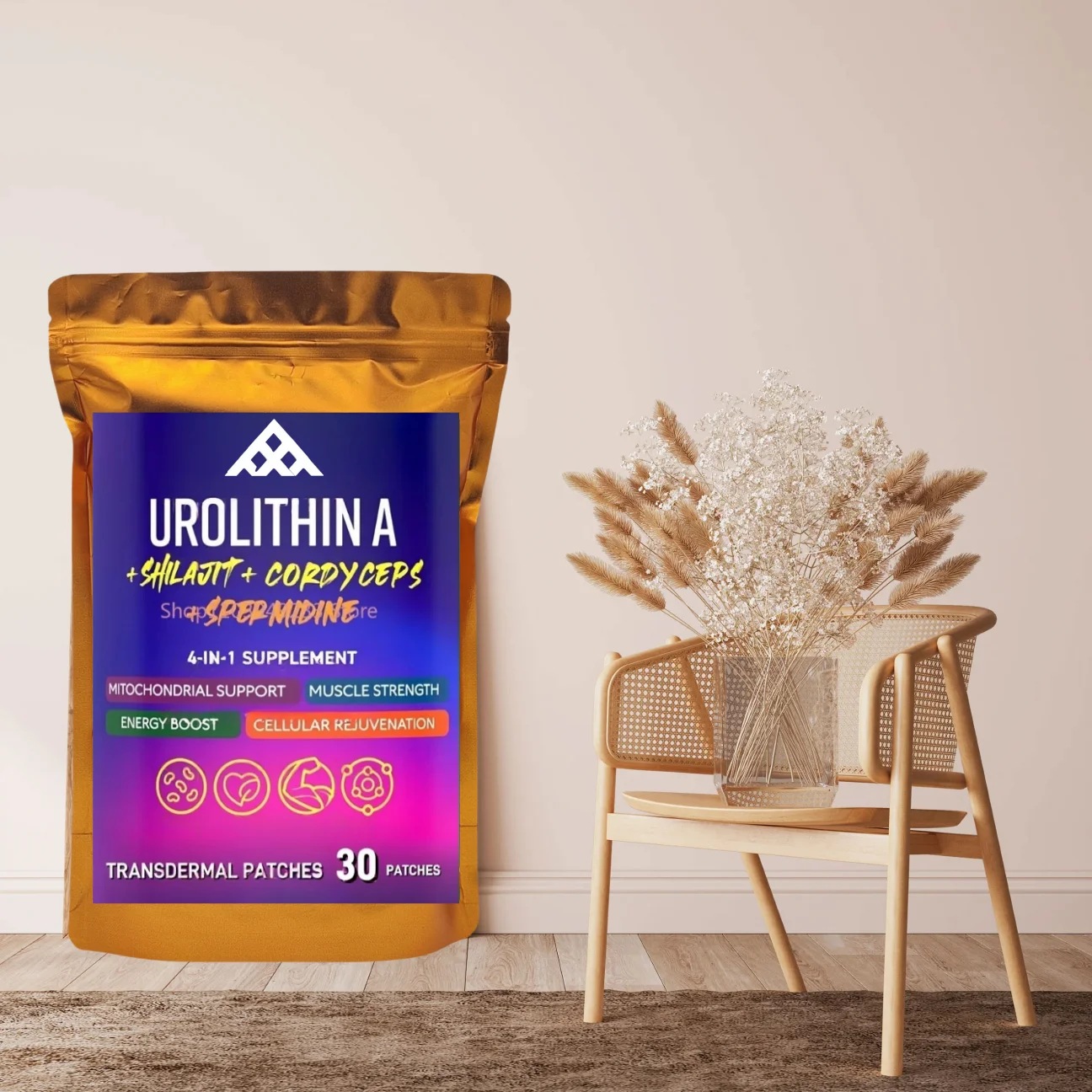 30 Patches Urolithin A Transdermal Patches With Spermidine Cordyceps - Boosts Cellular Energy, Muscle Strength, Immunity