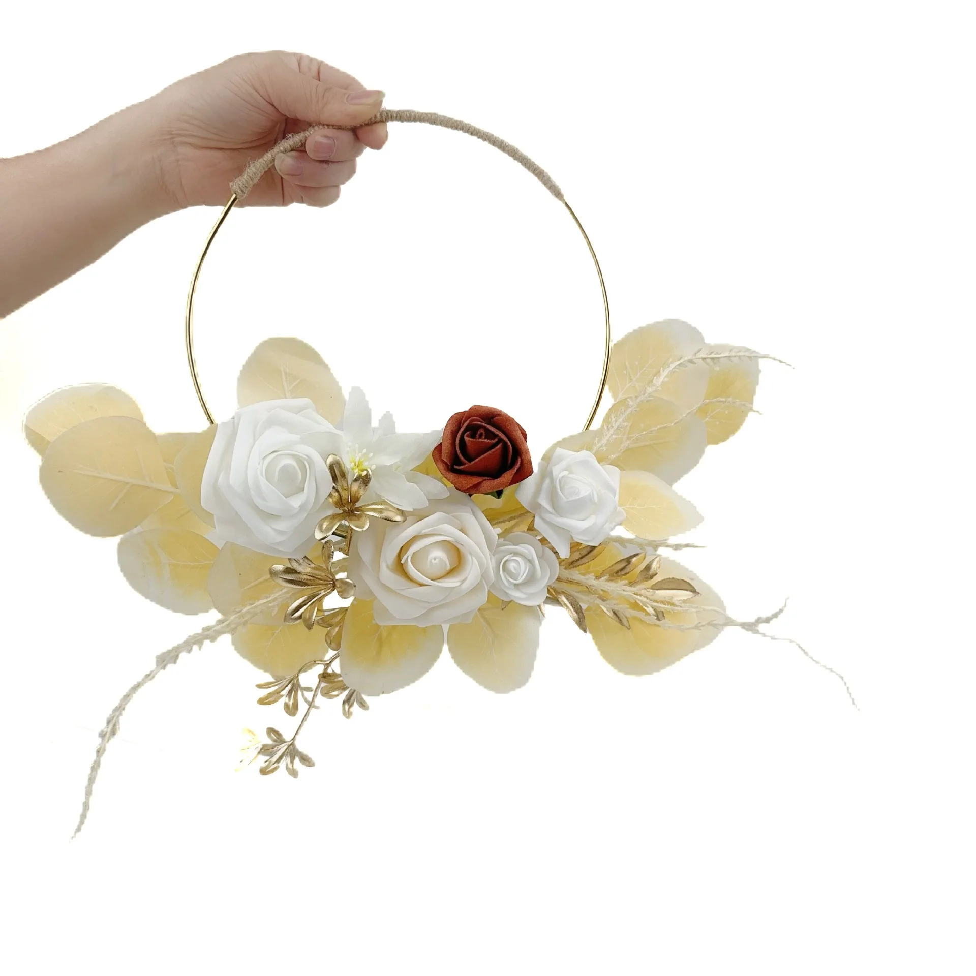 

Искусственный цветочный венок для декора стен, украшение для дома, свадебный букет, настольный венок