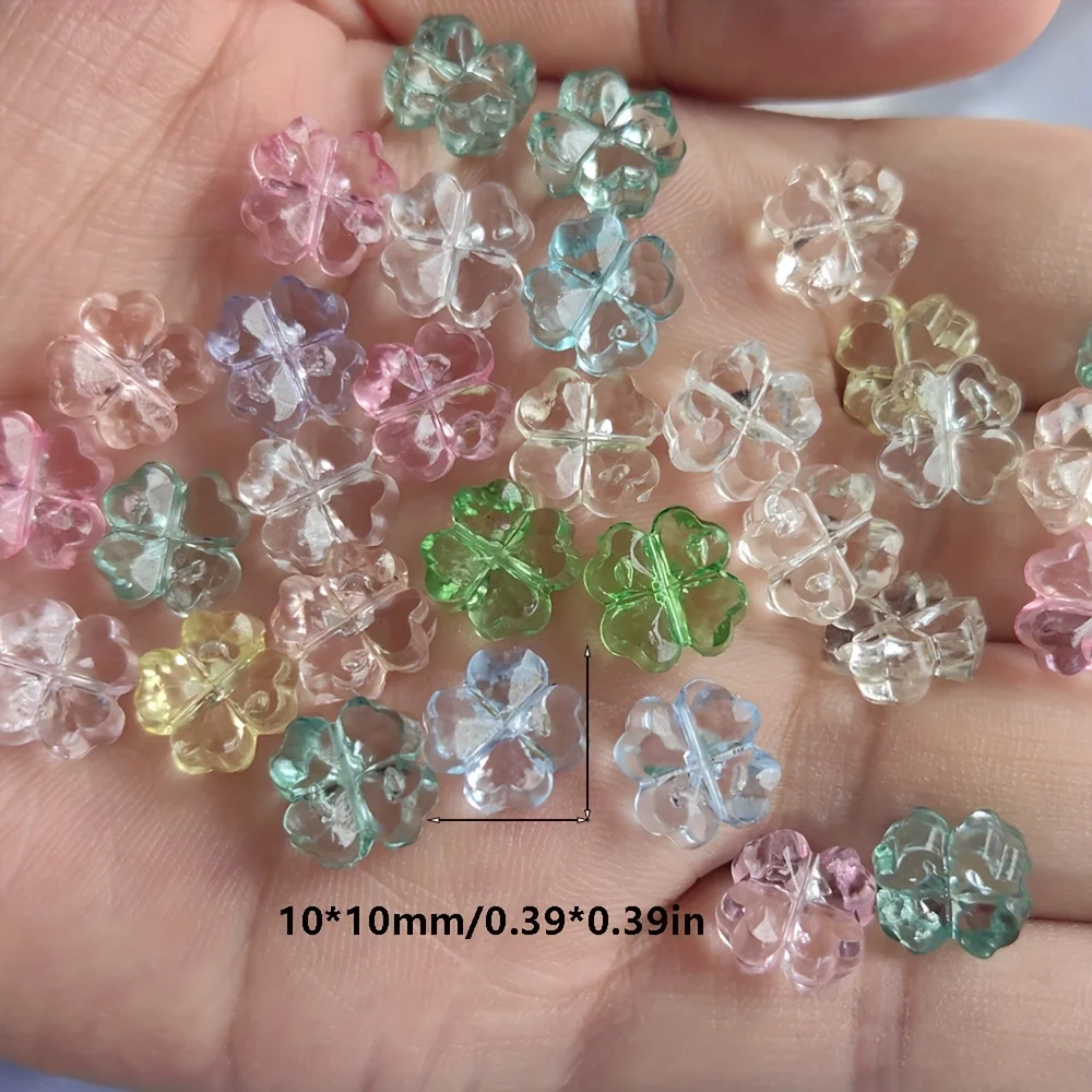 32Pcs， Clover, Transparent, Flowers, Flat, Jewelry Accessories, DIY, Pendant, Jewelry Making Supplies 썸네일 2