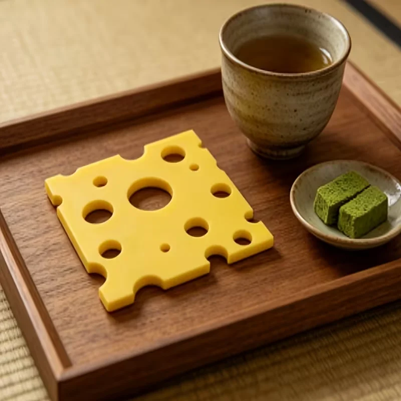 Cute Swiss Cheese Coaster 3D Printed Heat Resistant Table Mat Funny Hole Cheese Shape Decor Pad For Coffee Cup Home Tabletop