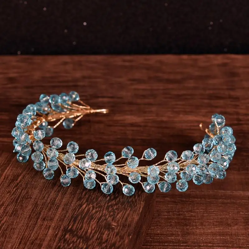 Modischer Perlen-Brautkopfschmuck, Kristall-Handgemachte Ketten-Haarbänder, Damen-Stirnbänder für Hochzeitsfeiern – Detail 10