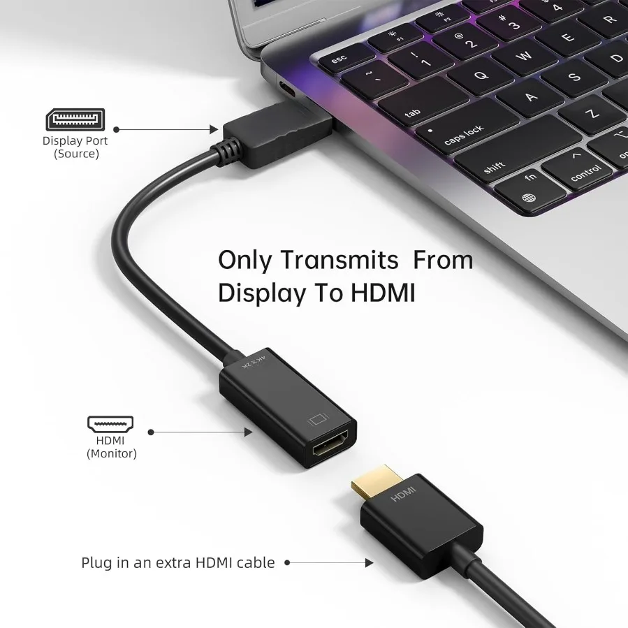 4K DisplayPort To HDMI-compatible Cable 1080P  DP To HDMI-compatible Converter Male To Female HD Video Audio Adapter for TV PC