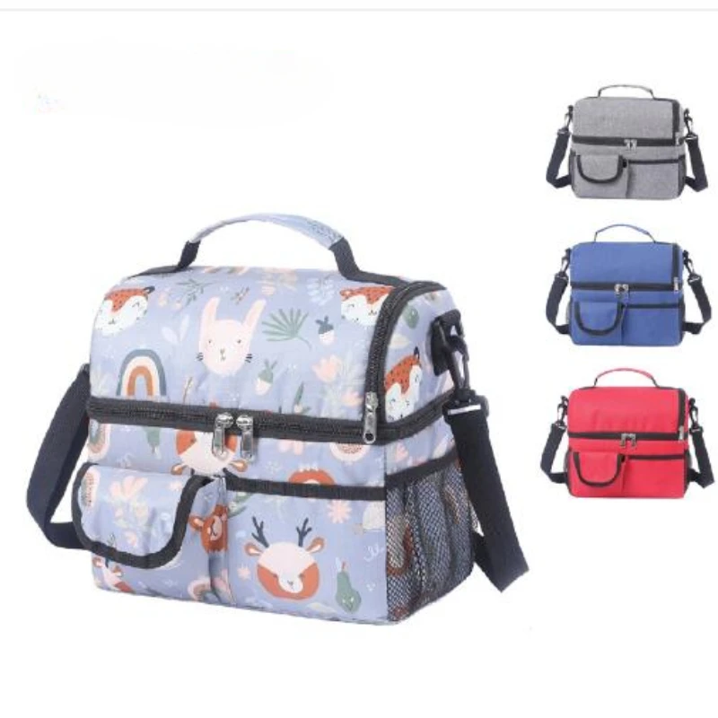 2 Layer Waterproof Lunch Box Bag Leakproof Thermal Fresh Cooler Thermo Picnic Food Fruit Bag Insulated Lunch Tote for Men Women