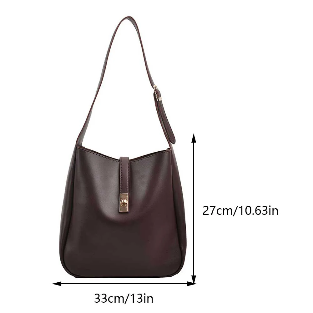 Retro PU Leather Crossbody Bags Women\'s Solid Color Commuting Tote Handbag Large Capacity Versatile Underarm Bag with Coin Purse