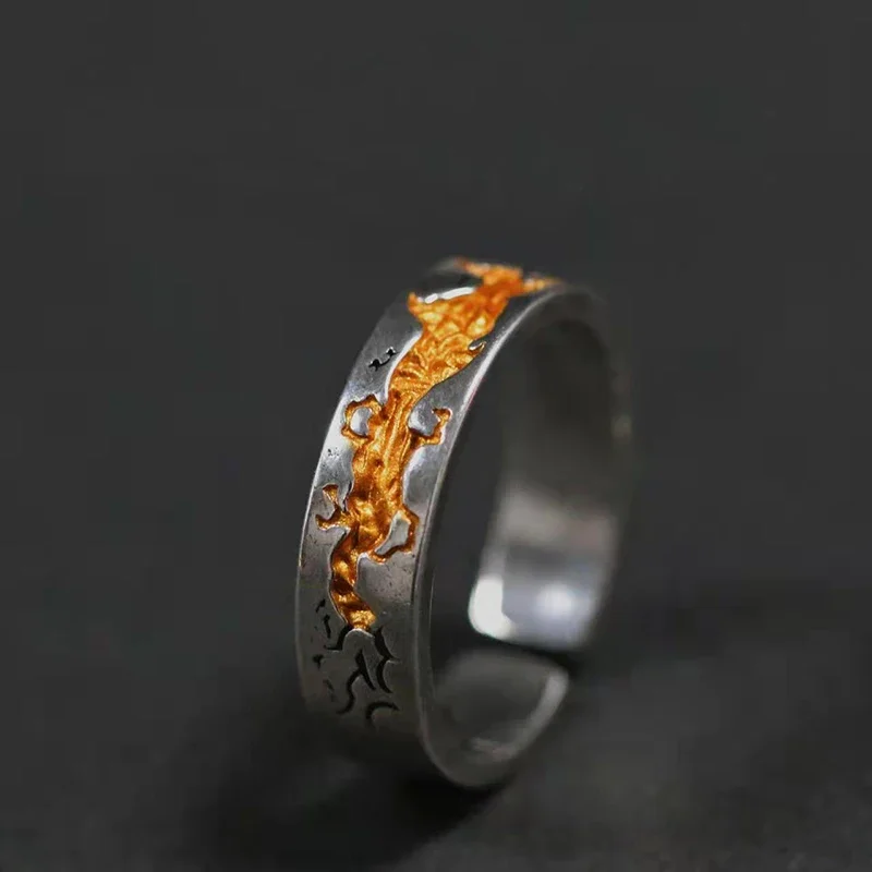 2023 Punk Fashion Gold Color Imitation Magma Design Rings for Men Accessories Creative Men Rings Unisex Jewelry Gifts Wholesale