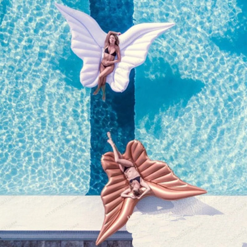 Source factory inflatable butterfly floating row wings swimming ring floating bed pvc super large water bed angel wings mount
