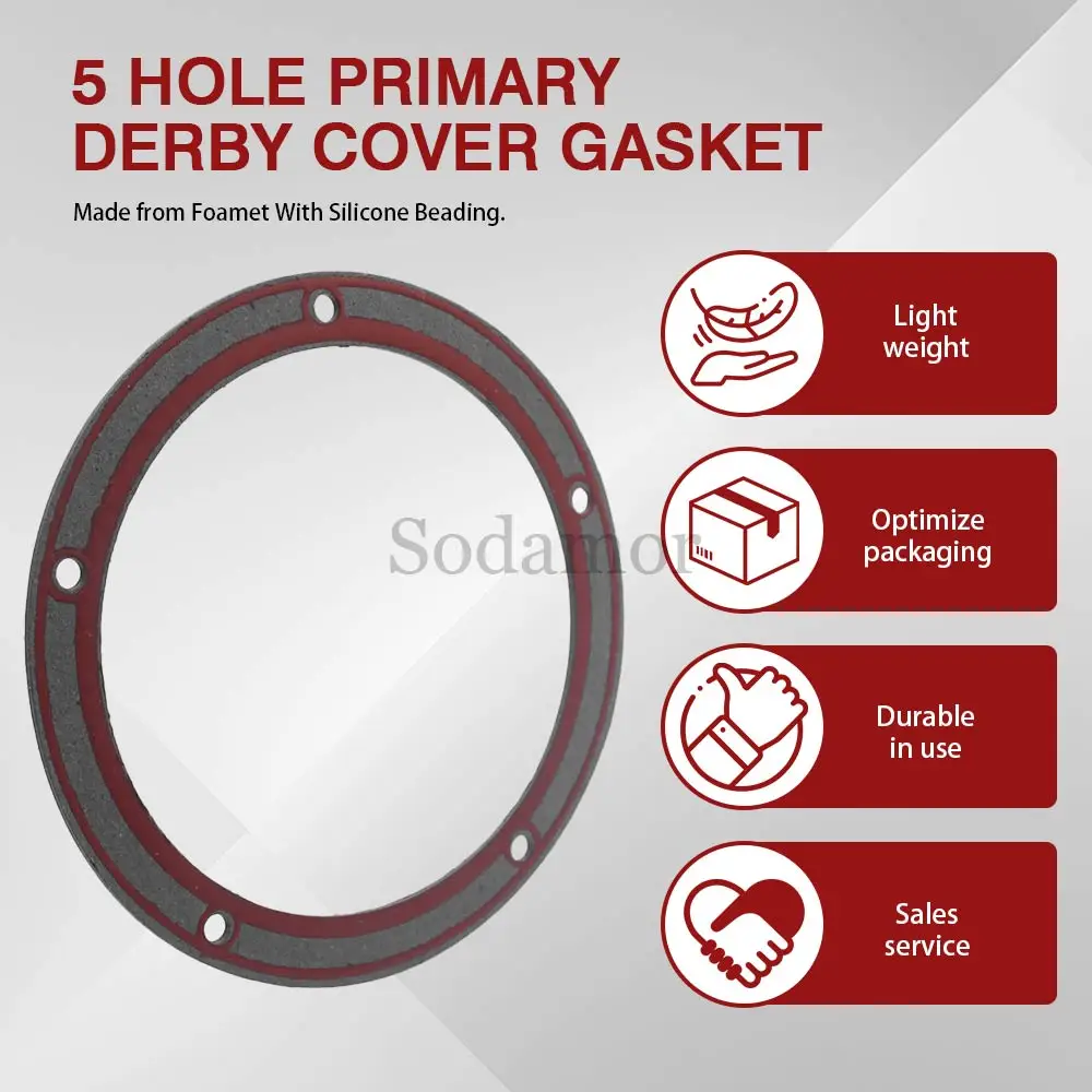 5 Hole Primary Derby Cover Gasket 5PCS For Harley Davidson FLHTK Electra Glide Ultra Limited 2010 2011 2012 2013 Motorcycle