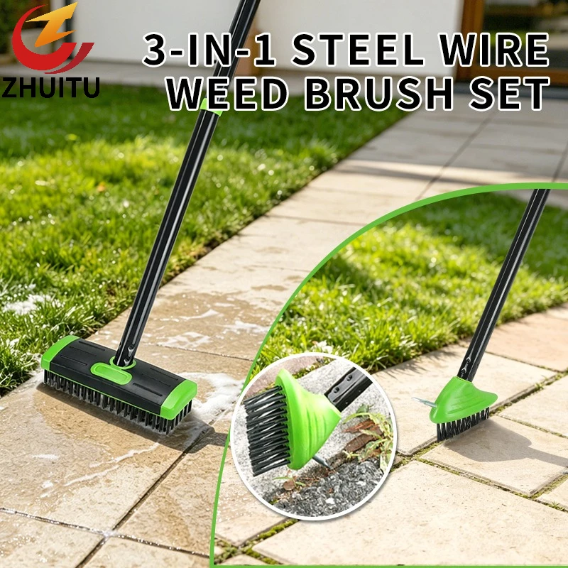 3-in-1-steel-wire-weed-brush-set-adjustable-length-telescopic-handle-patio-pavement-gap-weed-remover-tool
