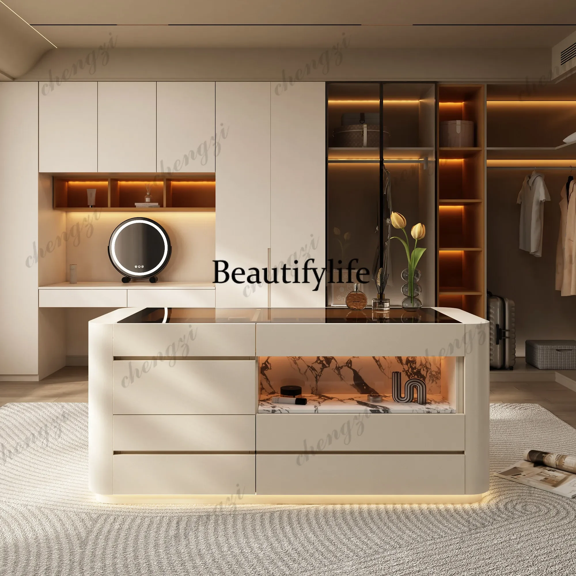 A4567 Light luxury cloakroom jewelry display cabinet high-end household storage landing island jewelry cabinet bucket cabinet