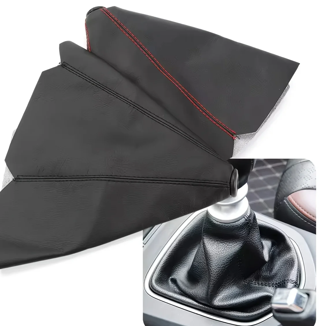 PU Leather Manual Gear Shift Boot Cover, Universal Car Shift Lever Dust Protector, Waterproof Wear‑Resistant Accessory