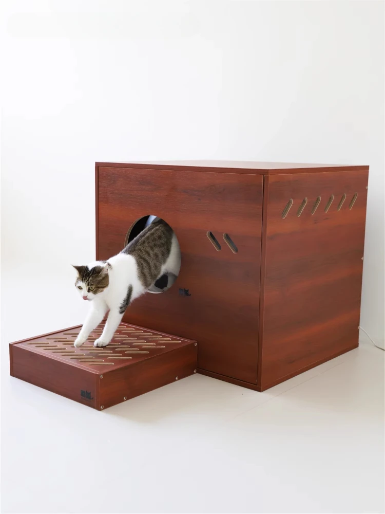 

Medieval style smart cat litter box storage cabinet deodorant and splash-proof cat litter cabinet automatic cat toilet cabinet