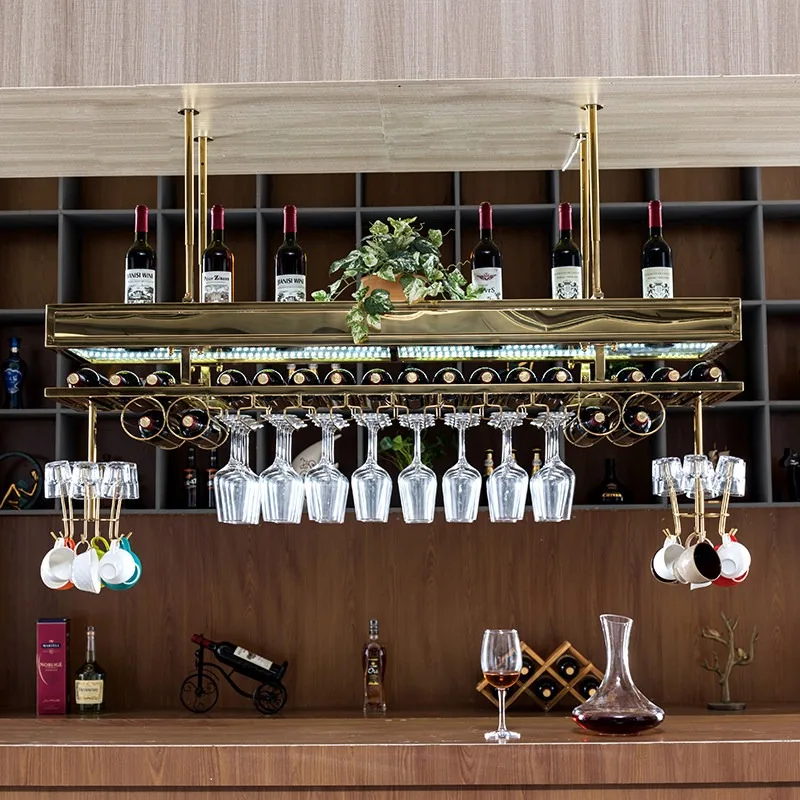 Stainless steel wine glass rack hanging upside down on home bar table wine racks, European-style wine racks, ornaments, ceiling