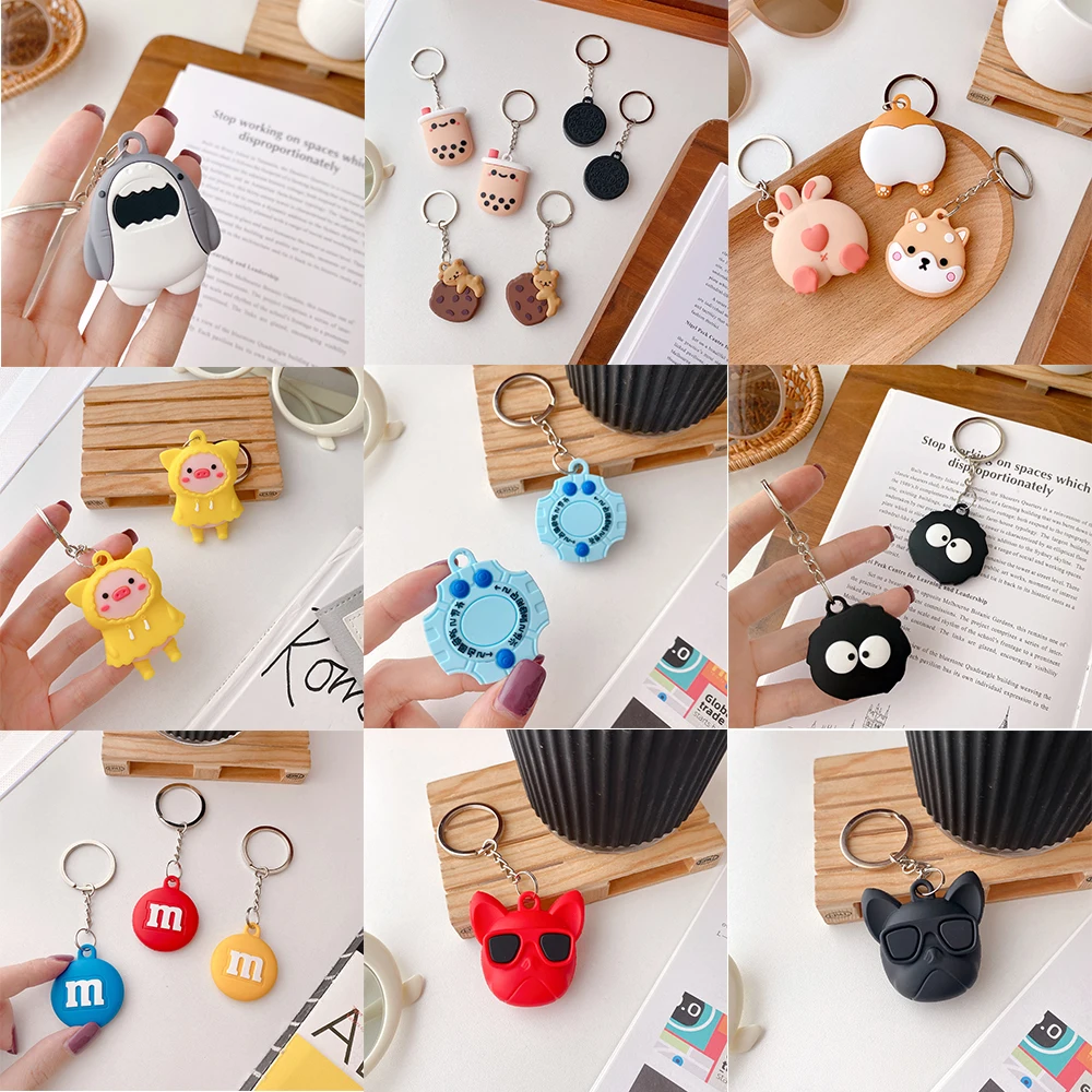 Cute Cartoon Soft Silicone Case For Apple Airtags Protective Cover For Apple AirTag Locator Tracker Anti-Scratch Device Keychain