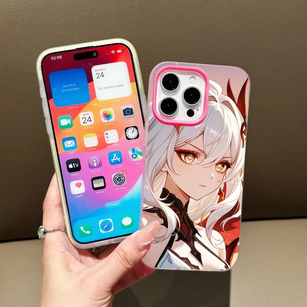 

Game GI Ronova Phone Case for iPhone 17 16 15 14 13 12 11 Air Pro Max Plus Jelly Double layer Rose Red Cover