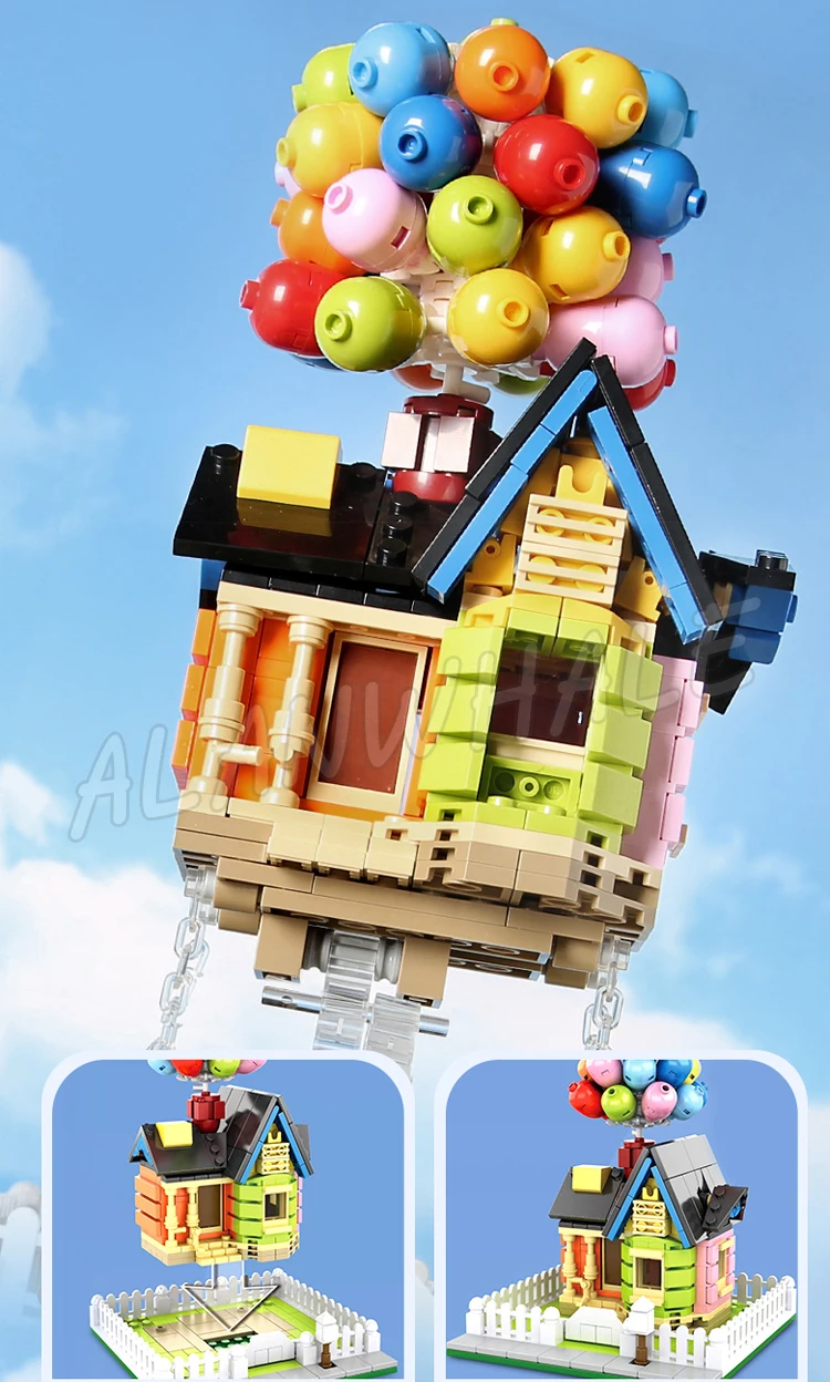 686pcs Ideas Balloon House Flying Up Home Garden Sky Adventure 7025 Building Block Sets Compatible With Model