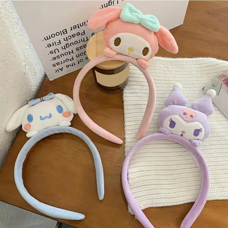 Sanrio-Diadema de dibujos animados Kawaii, diadema con melodía Cinnamoroll, diadema para lavar la cara, tocado Kuromi, horquilla para niños, accesorios para niñas, nuevo