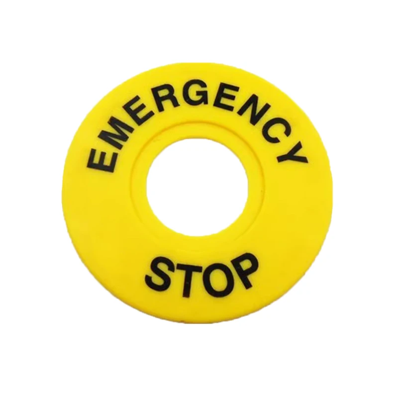 Emergency Stop Button Switch Alarm Ring 60MM Yellow Sign Button Box STOP Opening 22MM
