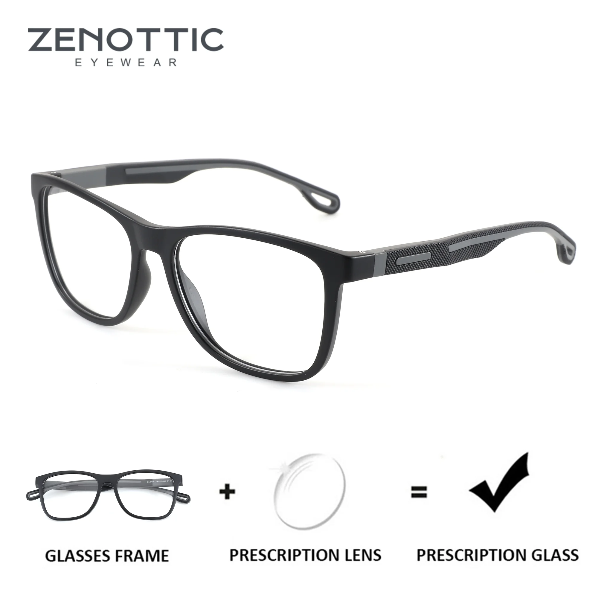

ZENOTTIC (M Size) Trendy Plastic Square Prescription Glasses For Men Progress Multifocal Custom Optical Eyewear