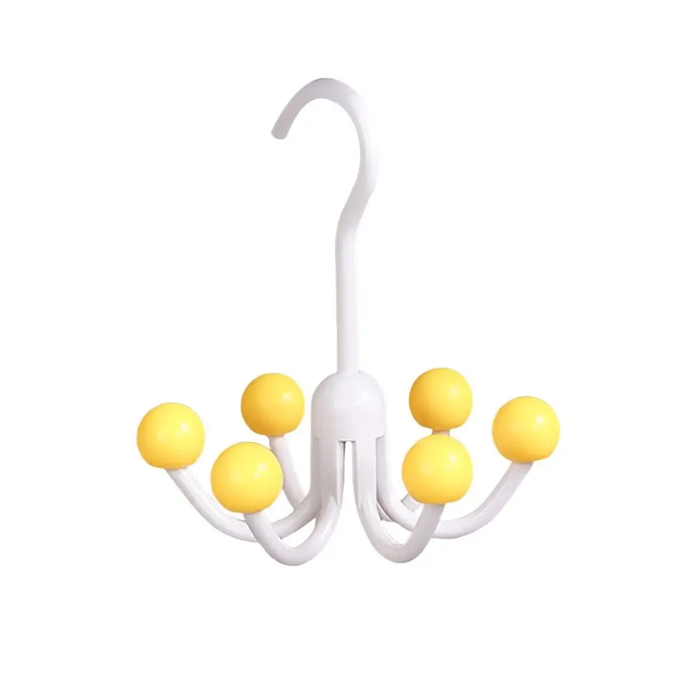 Multifunctional Home Clothes Hanger Portable Dopamine 360°Rotating Hook With 6 Balls Rotatable Scarf Tie Display Rack