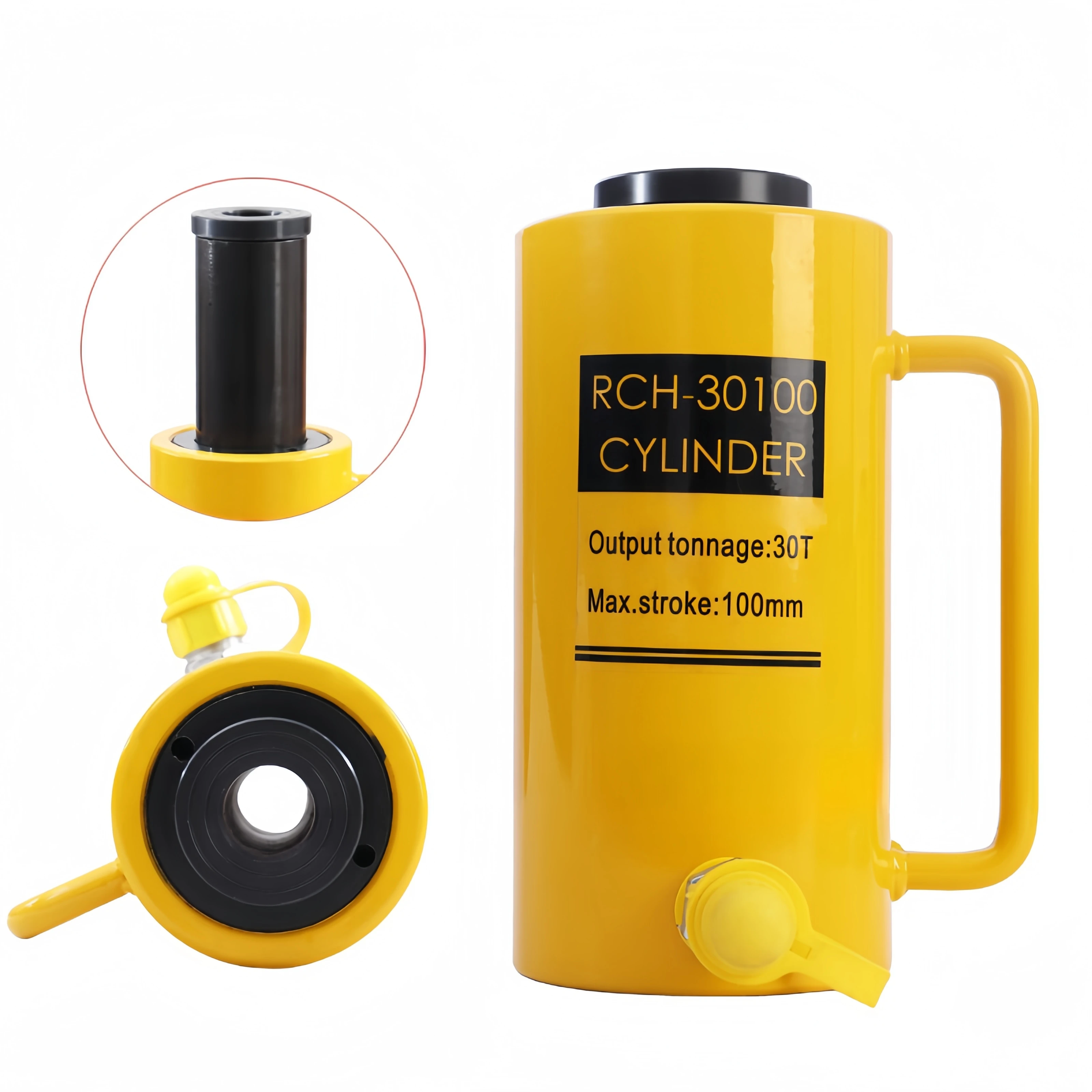 Portable 30Ton Hydraulic Hollow Cylinder Split Ram Jack Kit RCH-30100 100mm Stroke Quick Connector Steel Lifting Tool