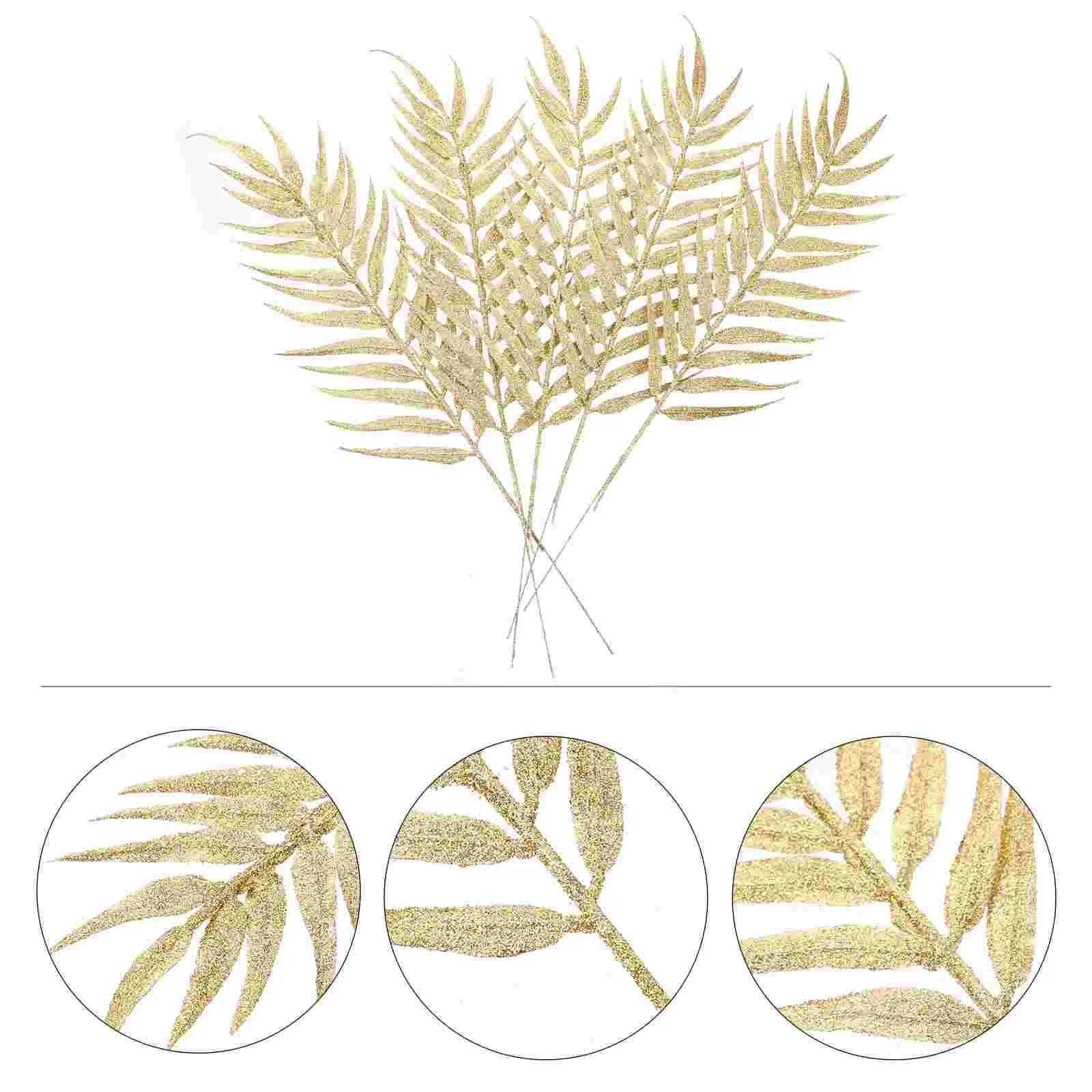 5 Pcs Christmas naments Gold Flannel Artificial Tree Foliage Festive Decor Party Leaves Xmas Decorative Leaves