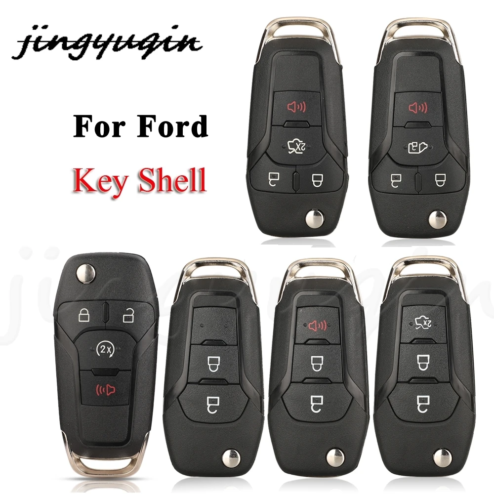 jingyuqin 2/3/4Przyciski Składany zdalny kluczyk samochodowy do Ford Focus Fusion Mk2 Mk7 Explorer Ranger HU101 Blade