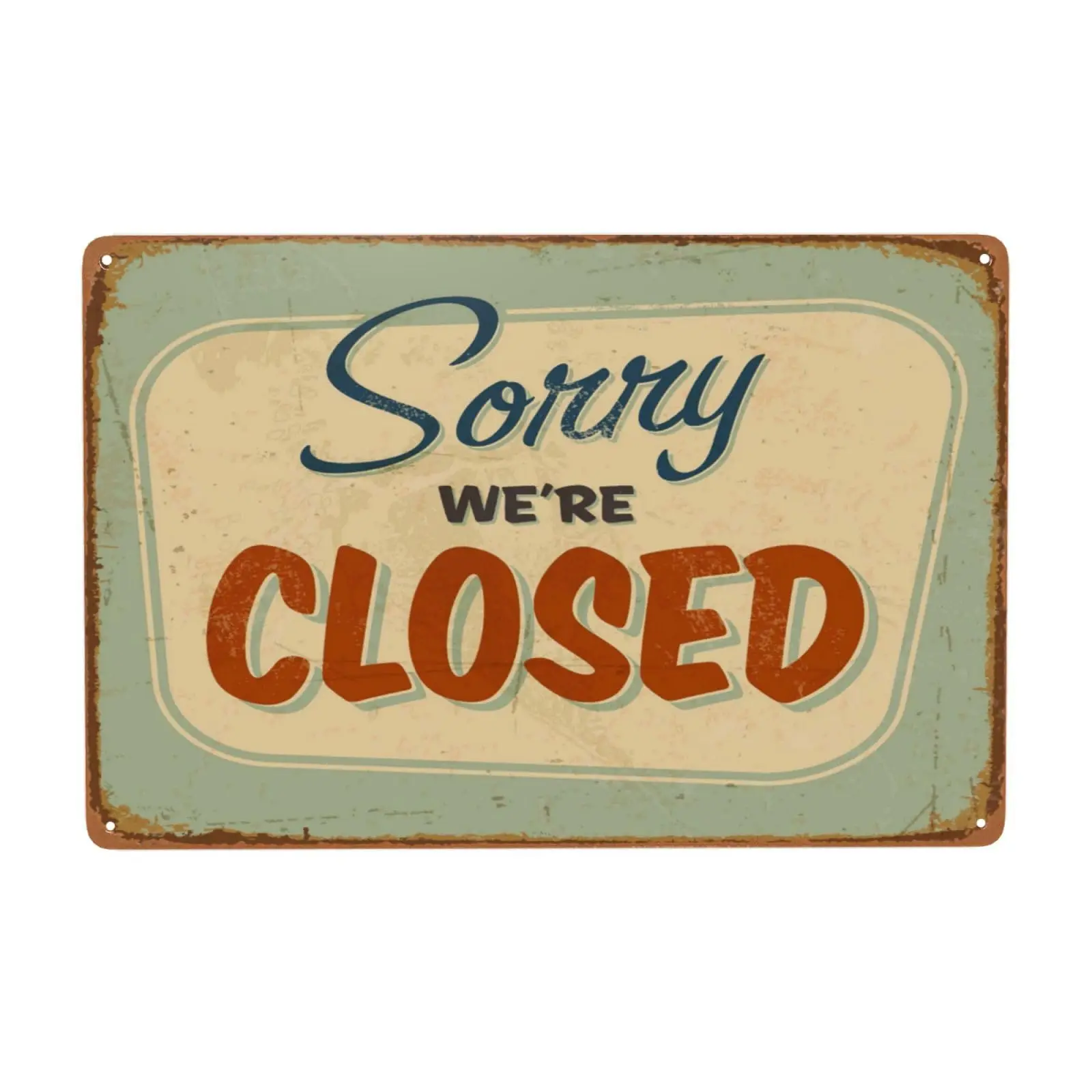 Bugana Sorry We're Closed Metal Sign, Chic Vintage Tin Signs, Retro Rusty Traces Poster, Classic Designs, Stylish Funny, Dec